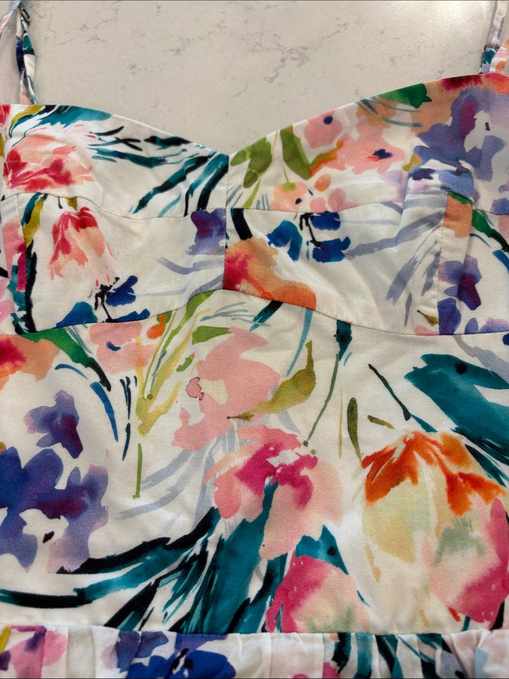 Amanda Uprichard Rosalia Sundress Tiered Ruffles Slit Medium Naples Floral $260 - Picture 7 of 9